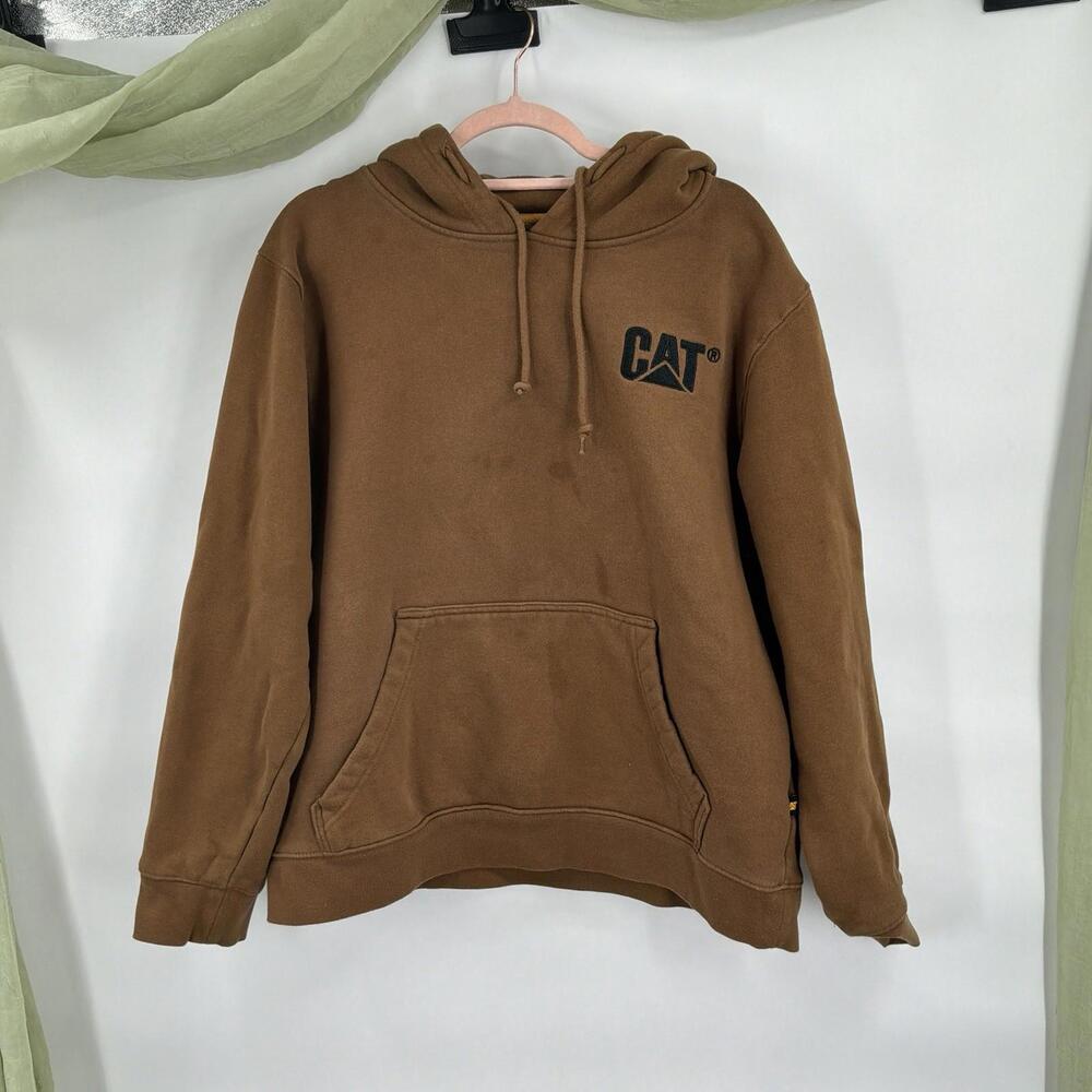 CAT Men’s Brown Hoodie Pullover Sweatshirt Size M